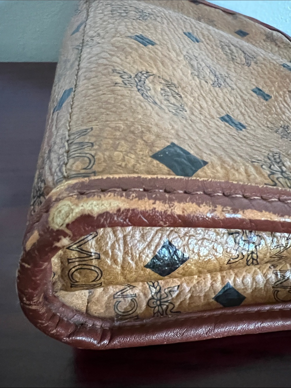 MCM Cognac Visetos Monogram Clutch with Brown Trim - Picture 9 of 15